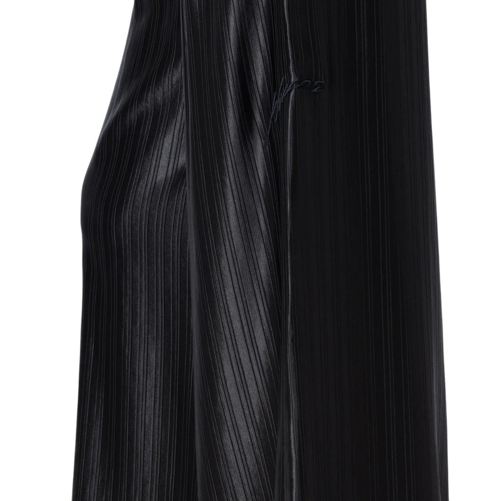 Loose Satin Stripe Wide Leg Pant Black