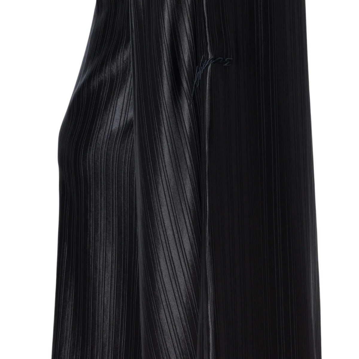 Loose Satin Stripe Wide Leg Pant Black