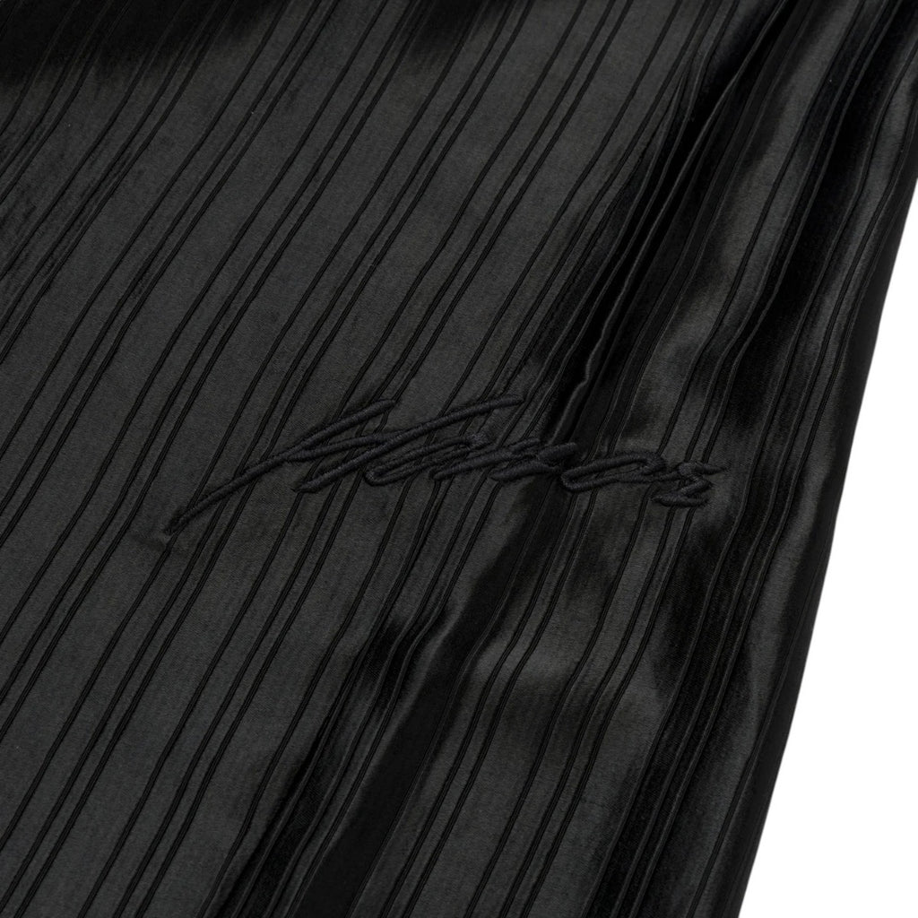 Loose Satin Stripe Wide Leg Pant Black